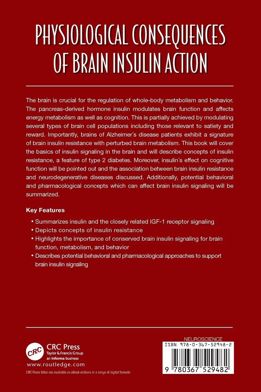 Rückseite: 9780367529482 | Physiological Consequences of Brain Insulin Action | Kleinridders