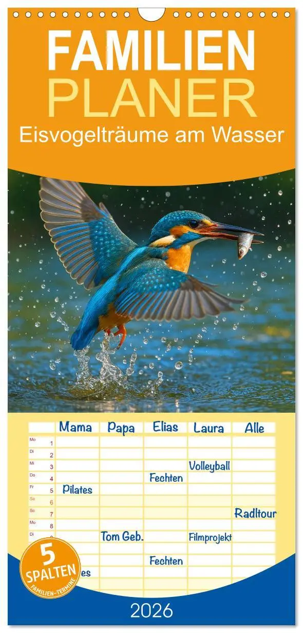 Cover: 9783516649482 | Familienplaner 2026 - Eisvogelträume am Wasser mit 5 Spalten...