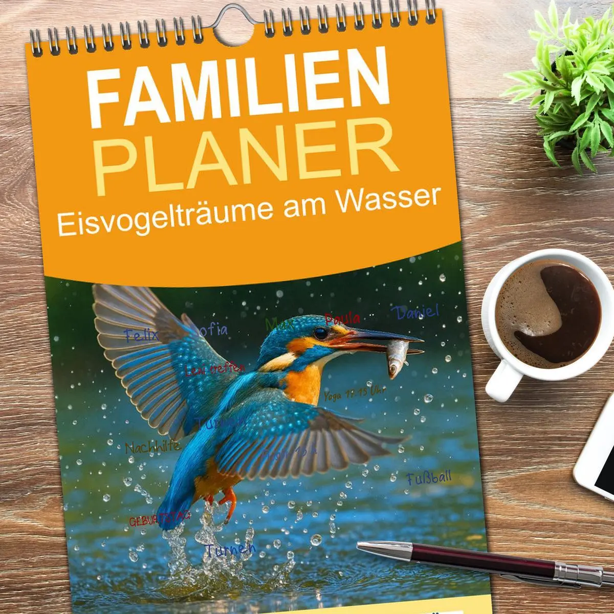 Bild: 9783516649482 | Familienplaner 2026 - Eisvogelträume am Wasser mit 5 Spalten...