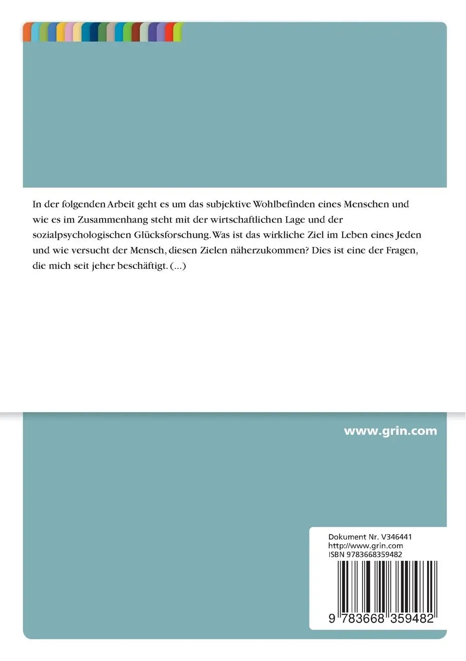 Rückseite: 9783668359482 | Macht Geld glücklich? Sozio-ökonomische Analyse zur Beziehung...