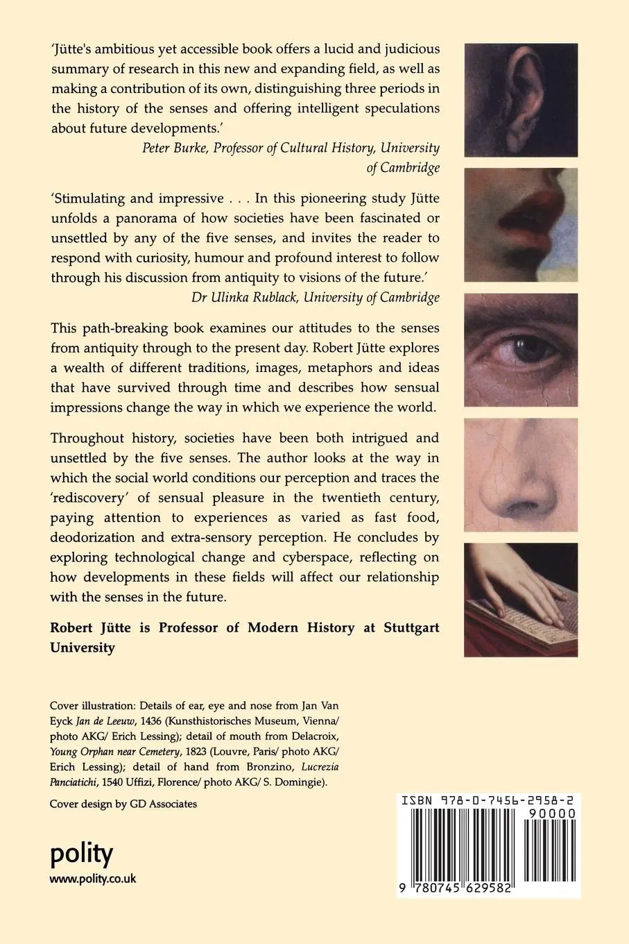 Rückseite: 9780745629582 | A History of the Senses | From Antiquity to Cyberspace | Robert Jütte