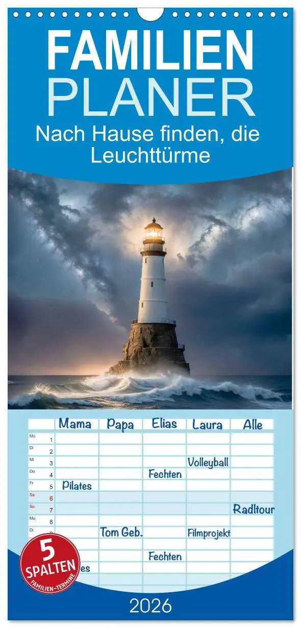 Cover: 9783516499582 | Familienplaner 2026 - Nach Hause finden, die Leuchttürme mit 5...