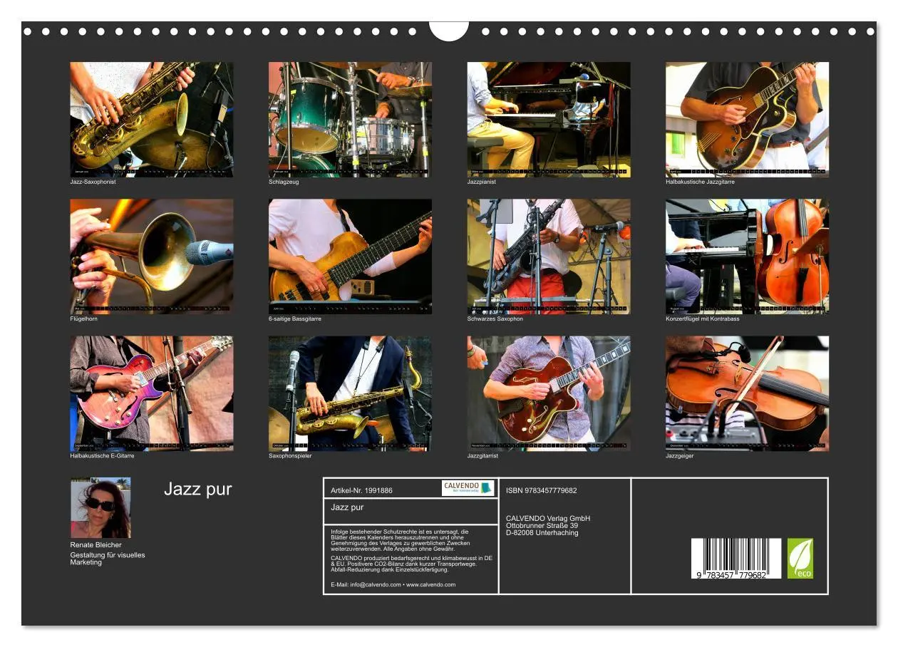 Bild: 9783457779682 | Jazz pur (Wandkalender 2026 DIN A3 quer), CALVENDO Monatskalender