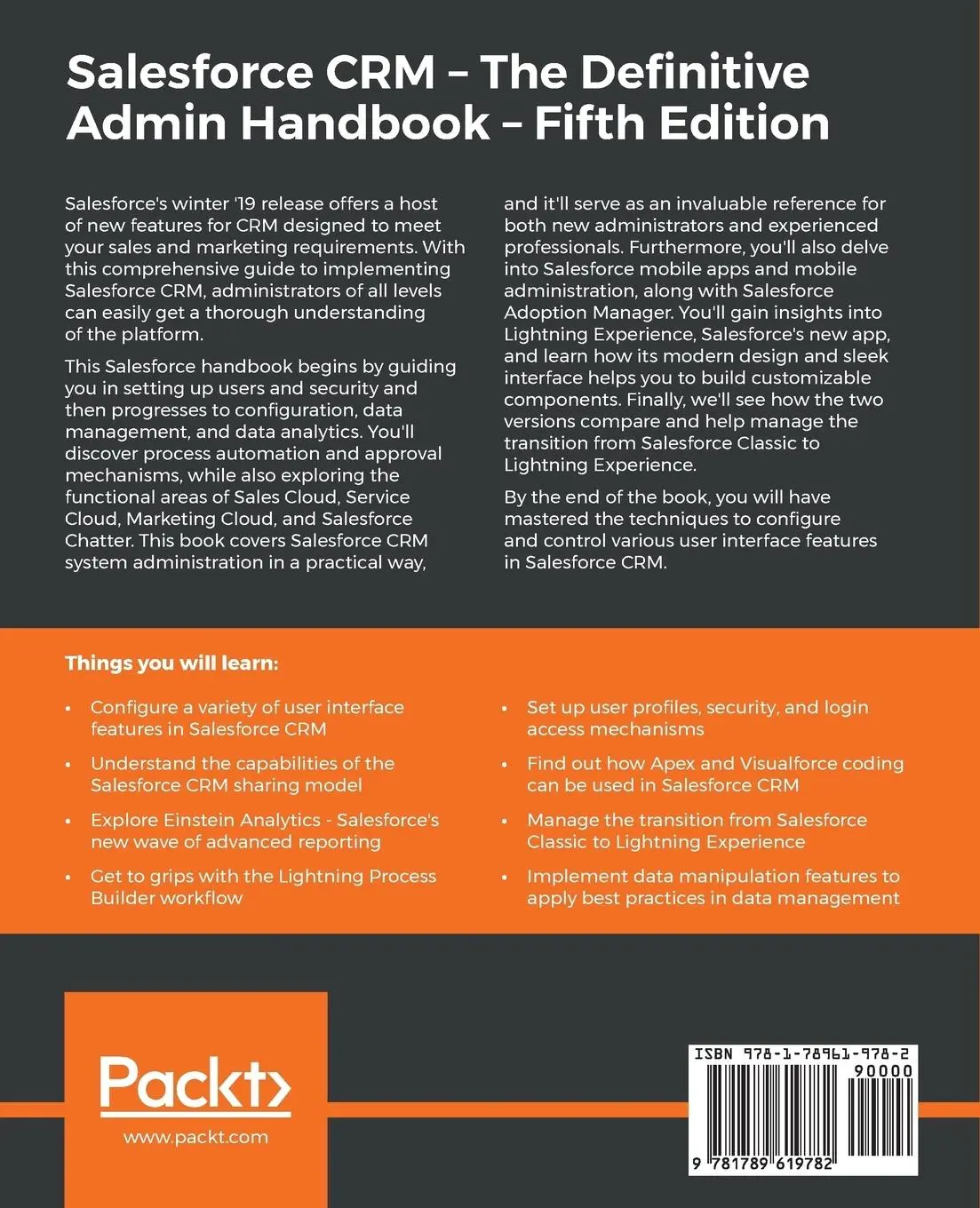 Rückseite: 9781789619782 | Salesforce CRM - The Definitive Admin Handbook - Fifth Edition | Buch