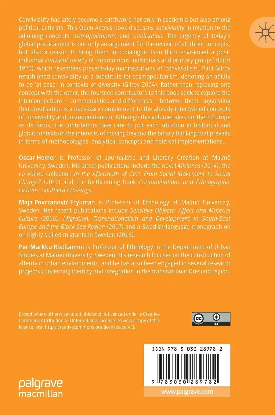 Rückseite: 9783030289782 | Conviviality at the Crossroads | Oscar Hemer (u. a.) | Buch | xi