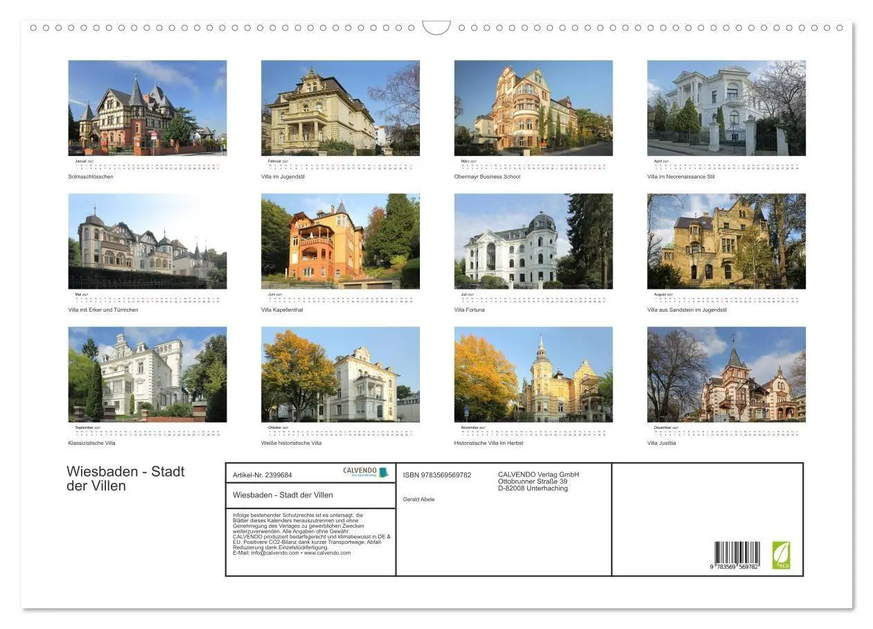 Bild: 9783569569782 | Wiesbaden - Stadt der Villen (Wandkalender 2027 DIN A2 quer),...