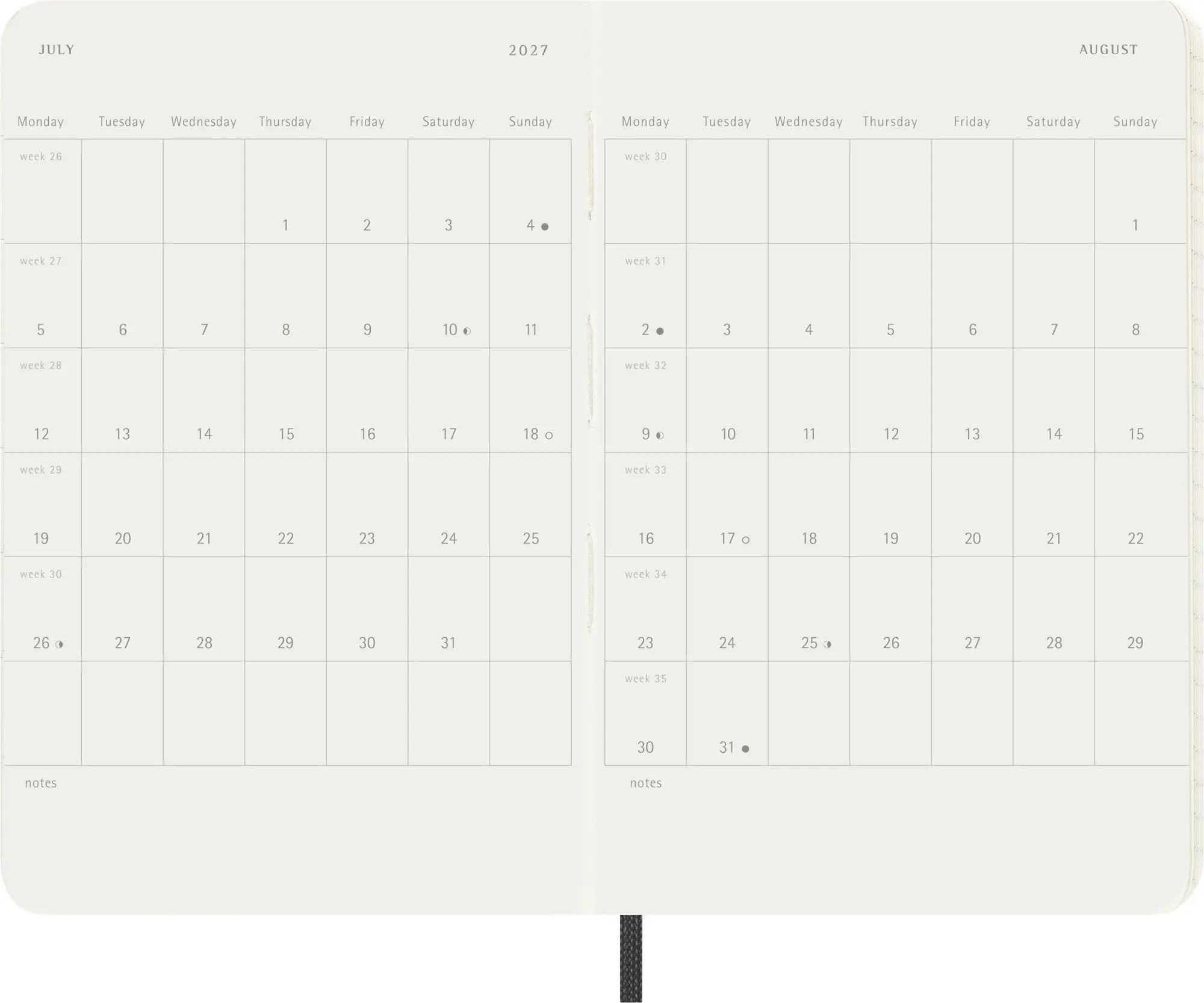 Bild: 8056999279882 | Moleskine 18 Monate Wochenkalender 2026/2027, P/A6, 1 Wo = 1 Seite,...