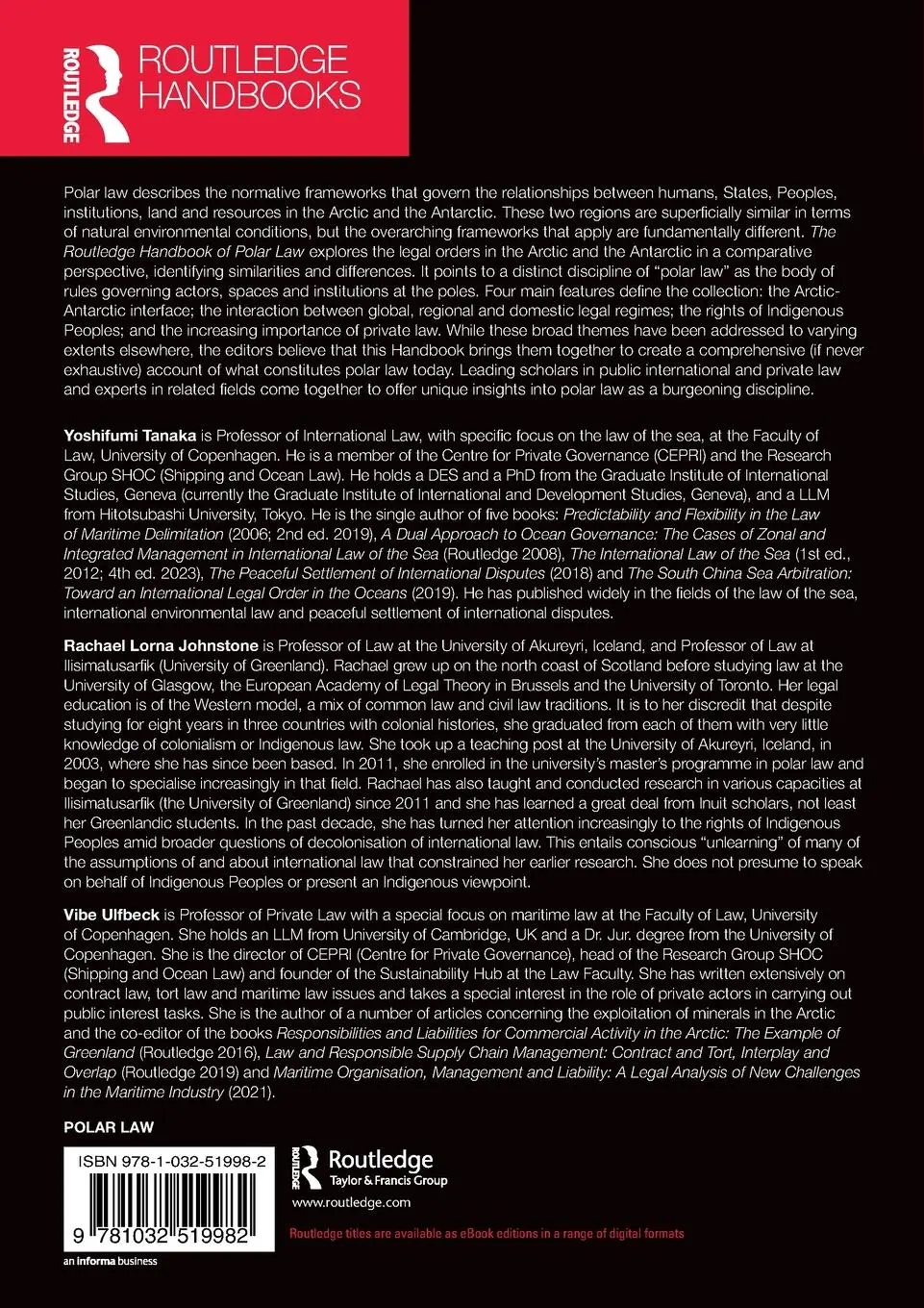 Rückseite: 9781032519982 | The Routledge Handbook of Polar Law | Yoshifumi Tanaka (u. a.) | Buch