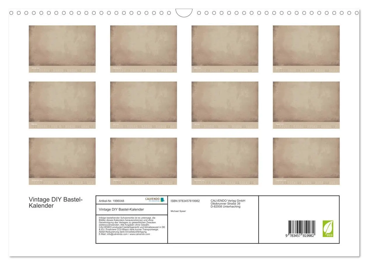 Bild: 9783457819982 | Vintage DIY Bastel-Kalender (Wandkalender 2026 DIN A3 quer),...