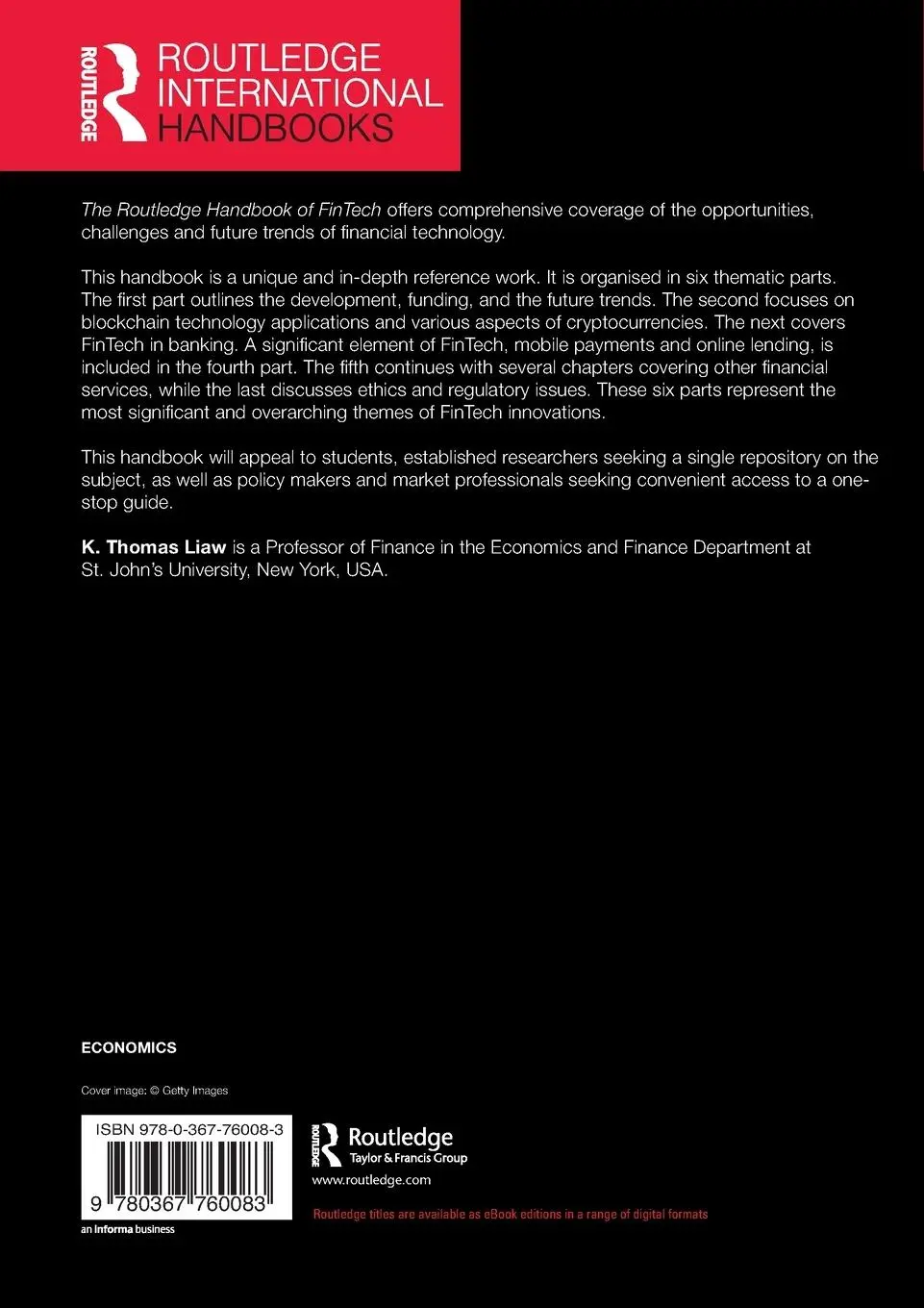 Rückseite: 9780367760083 | The Routledge Handbook of FinTech | K Thomas Liaw | Taschenbuch | 2023