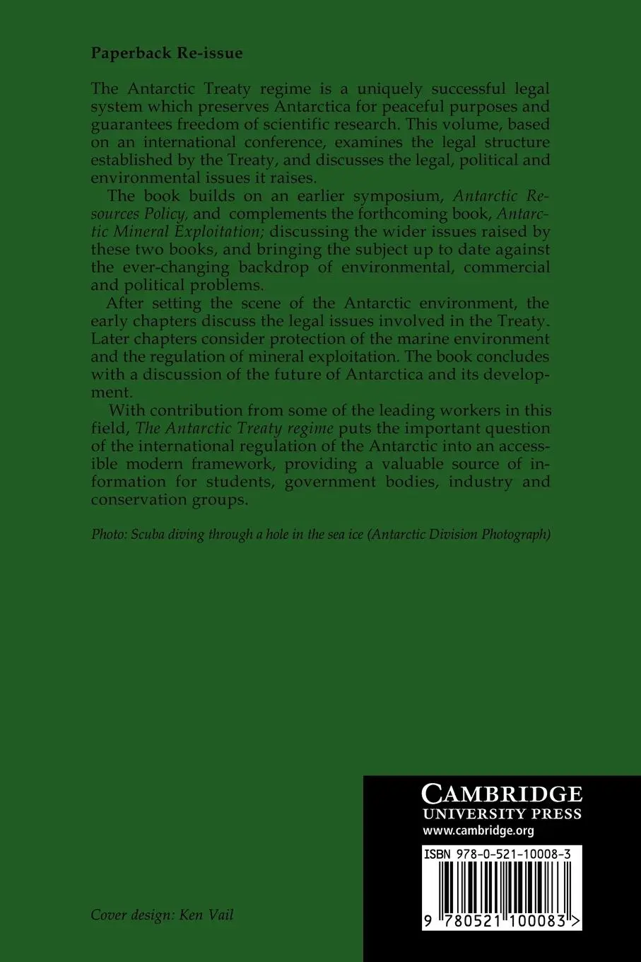 Rückseite: 9780521100083 | The Antarctic Treaty Regime | Law, Environment and Resources | Triggs