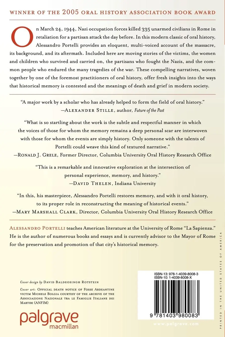 Rückseite: 9781403980083 | The Order Has Been Carried Out | Alessandro Portelli | Taschenbuch