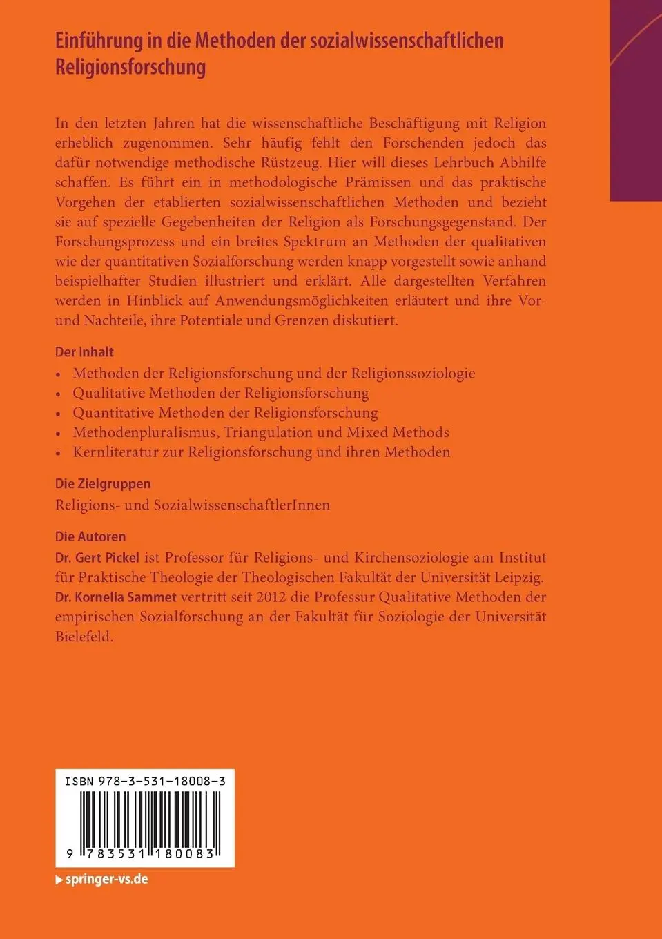 Rückseite: 9783531180083 | Einführung in die Methoden der sozialwissenschaftlichen...