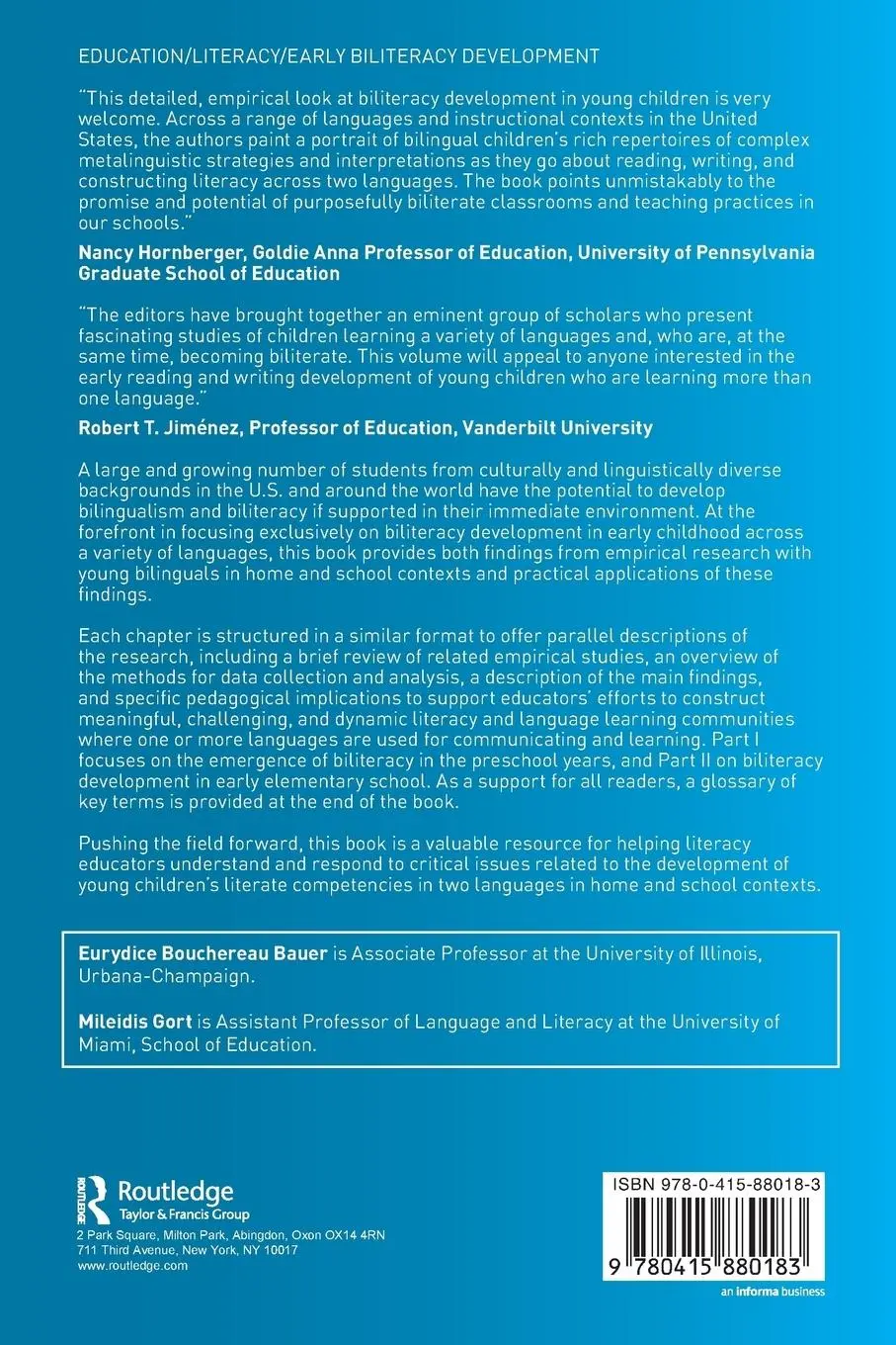 Rückseite: 9780415880183 | Early Biliteracy Development | Eurydice B. Bauer (u. a.) | Taschenbuch