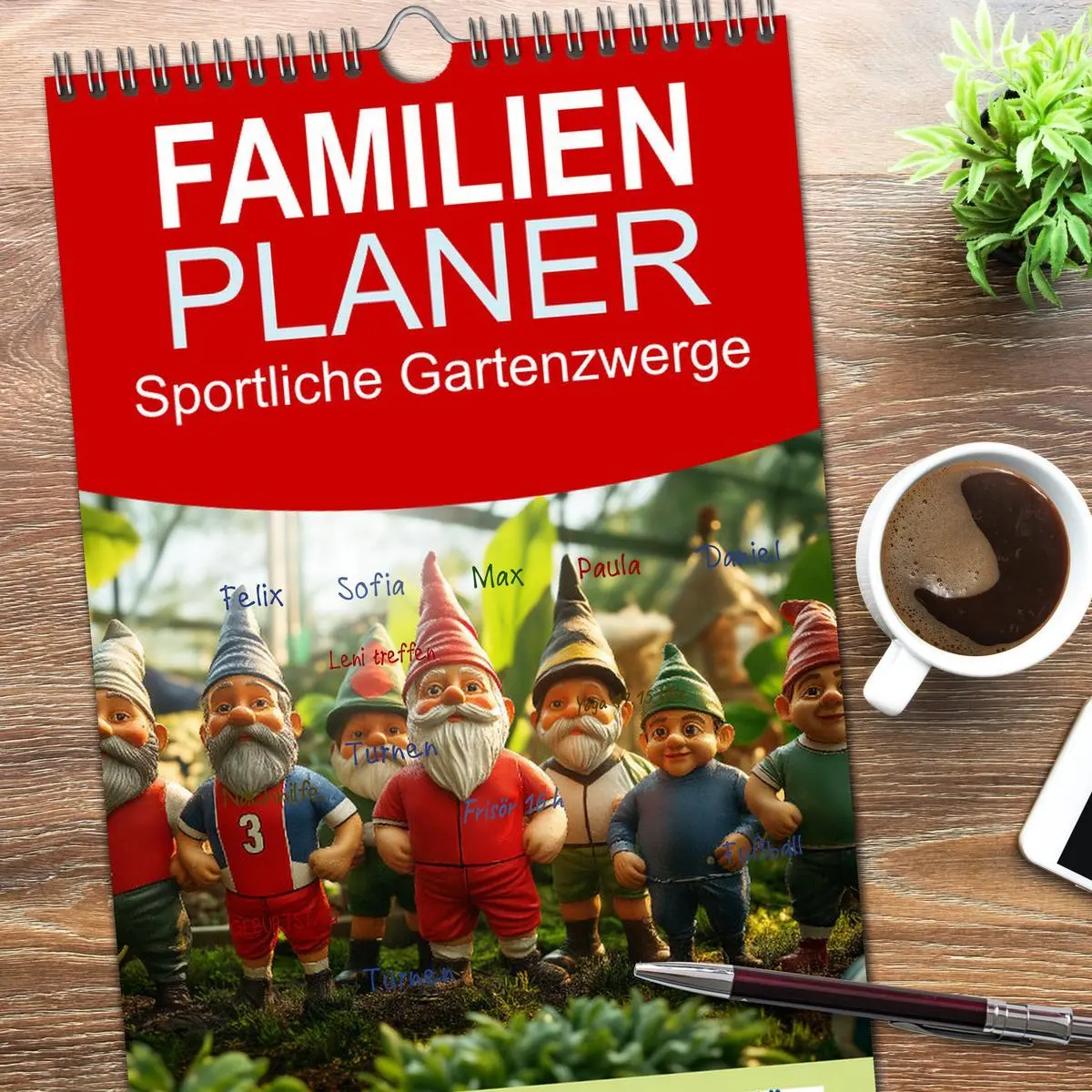 Bild: 9783516490183 | Familienplaner 2026 - Sportliche Gartenzwerge mit 5 Spalten...
