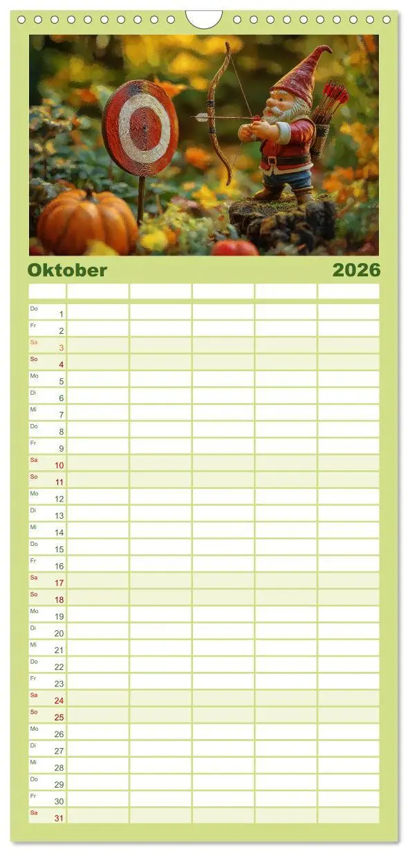Bild: 9783516490183 | Familienplaner 2026 - Sportliche Gartenzwerge mit 5 Spalten...