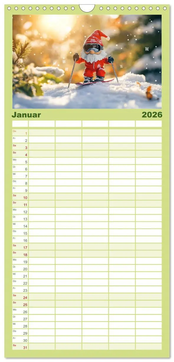 Bild: 9783516490183 | Familienplaner 2026 - Sportliche Gartenzwerge mit 5 Spalten...
