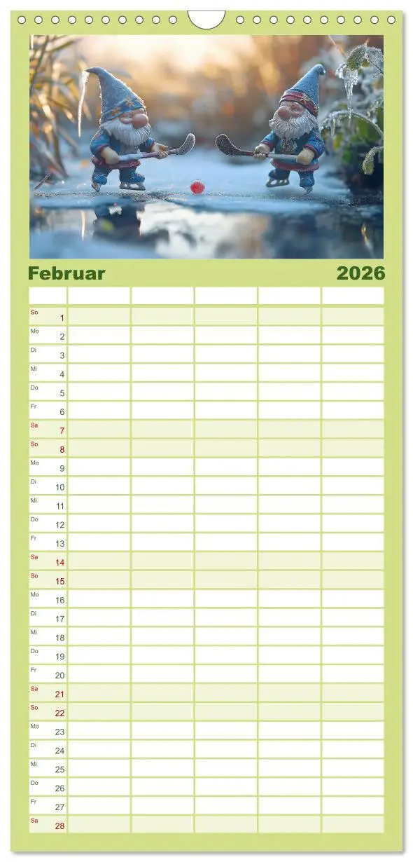 Bild: 9783516490183 | Familienplaner 2026 - Sportliche Gartenzwerge mit 5 Spalten...