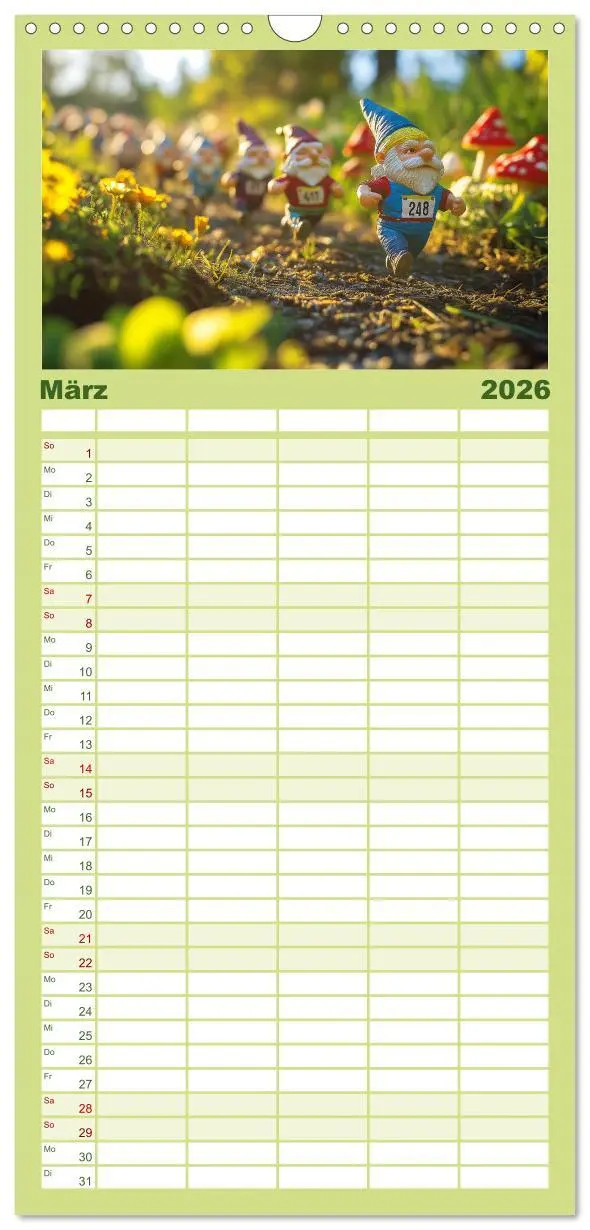 Bild: 9783516490183 | Familienplaner 2026 - Sportliche Gartenzwerge mit 5 Spalten...