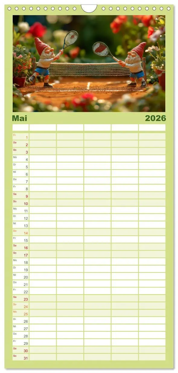 Bild: 9783516490183 | Familienplaner 2026 - Sportliche Gartenzwerge mit 5 Spalten...