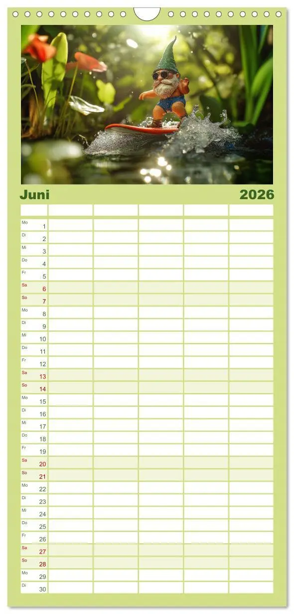 Bild: 9783516490183 | Familienplaner 2026 - Sportliche Gartenzwerge mit 5 Spalten...