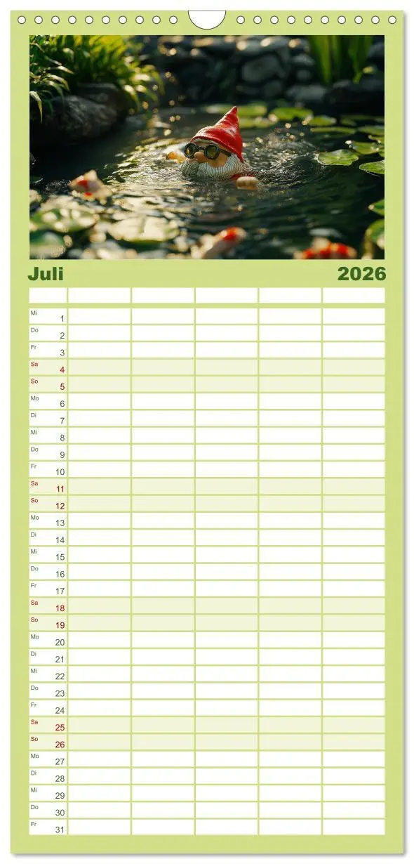 Bild: 9783516490183 | Familienplaner 2026 - Sportliche Gartenzwerge mit 5 Spalten...