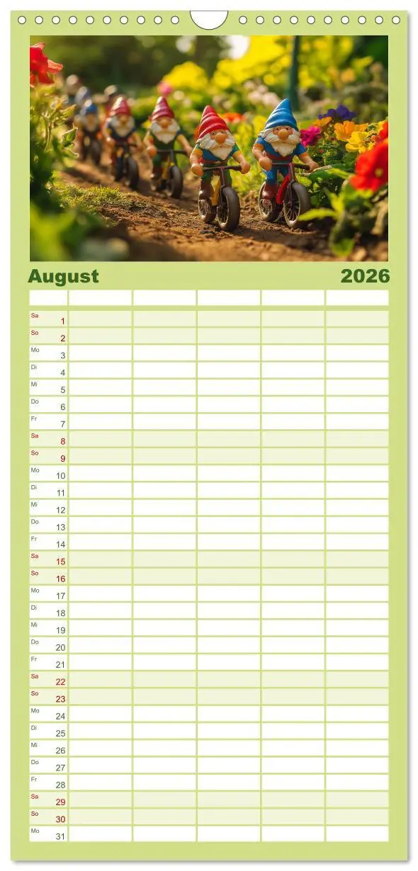 Bild: 9783516490183 | Familienplaner 2026 - Sportliche Gartenzwerge mit 5 Spalten...