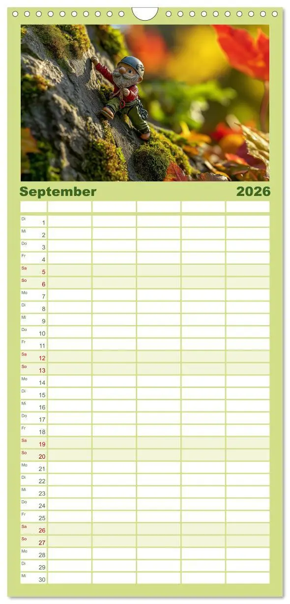 Bild: 9783516490183 | Familienplaner 2026 - Sportliche Gartenzwerge mit 5 Spalten...