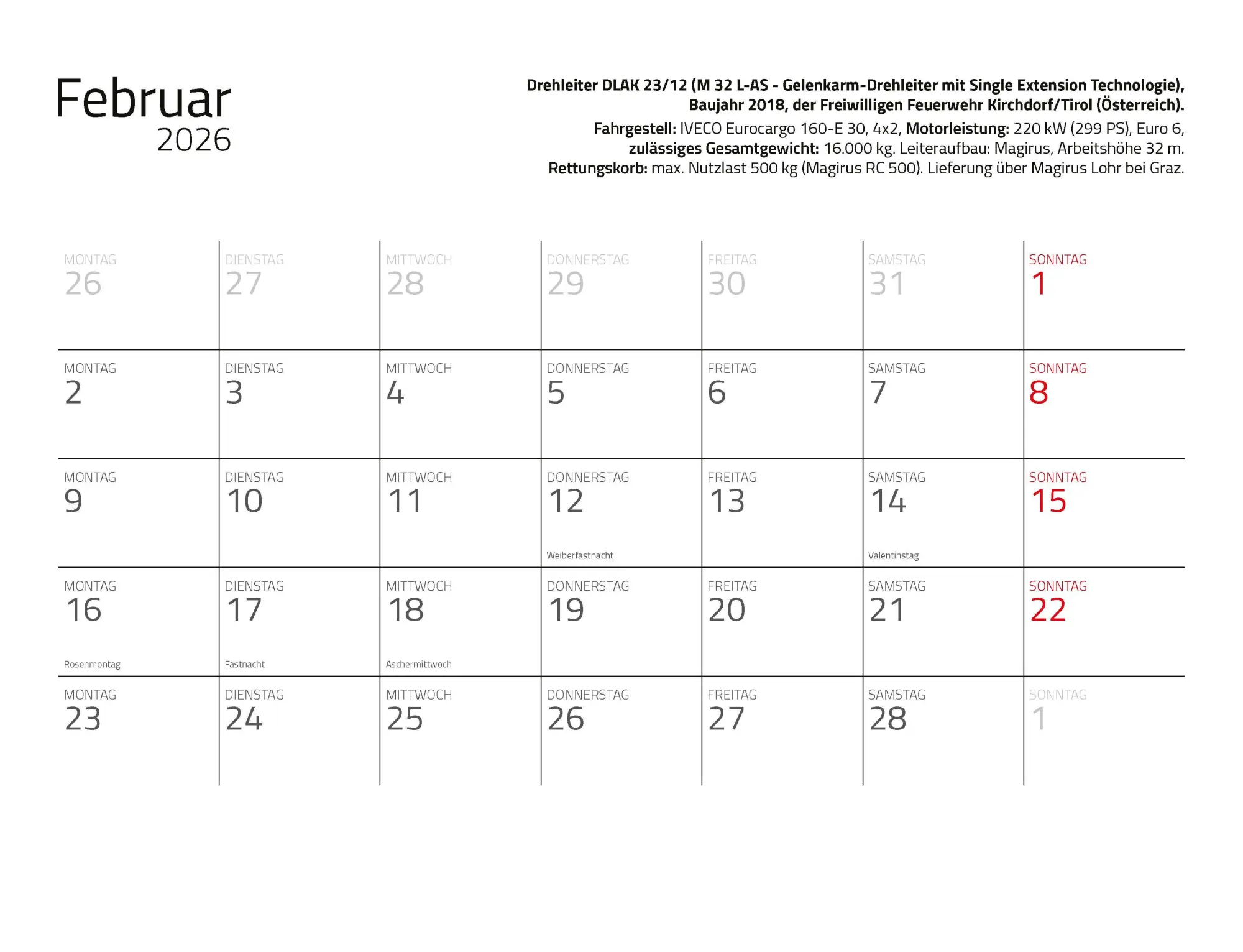 Bild: 9783690190183 | Kalender Feuerwehr 2026 Eintragkalender | Wandkalender | Profeld