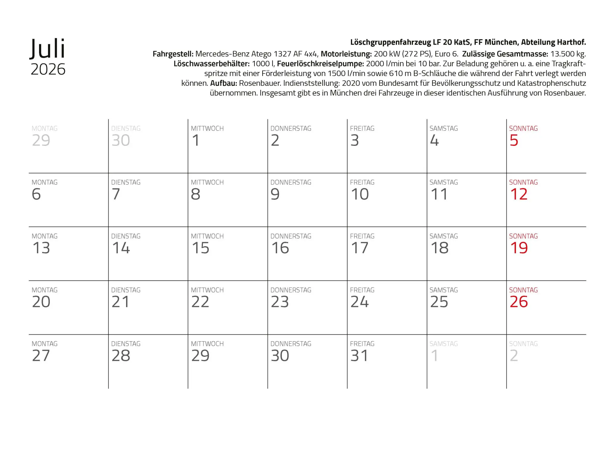 Bild: 9783690190183 | Kalender Feuerwehr 2026 Eintragkalender | Wandkalender | Profeld