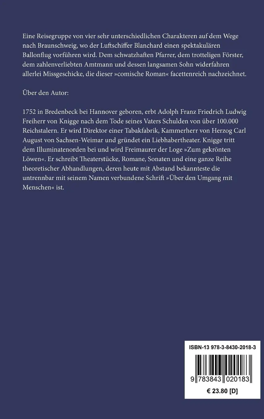 Rückseite: 9783843020183 | Die Reise nach Braunschweig | Adolph Freiherr Von Knigge | Buch | 2013