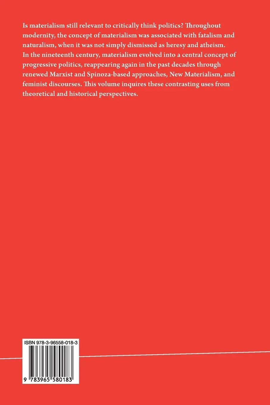 Rückseite: 9783965580183 | Materialism and Politics | Bernardo Bianchi (u. a.) | Taschenbuch