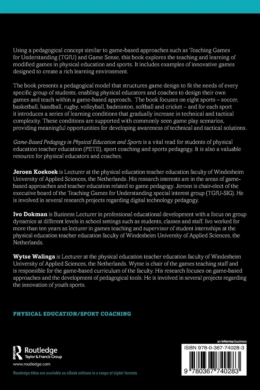 Rückseite: 9780367740283 | Game-Based Pedagogy in Physical Education and Sports | Koekoek (u. a.)