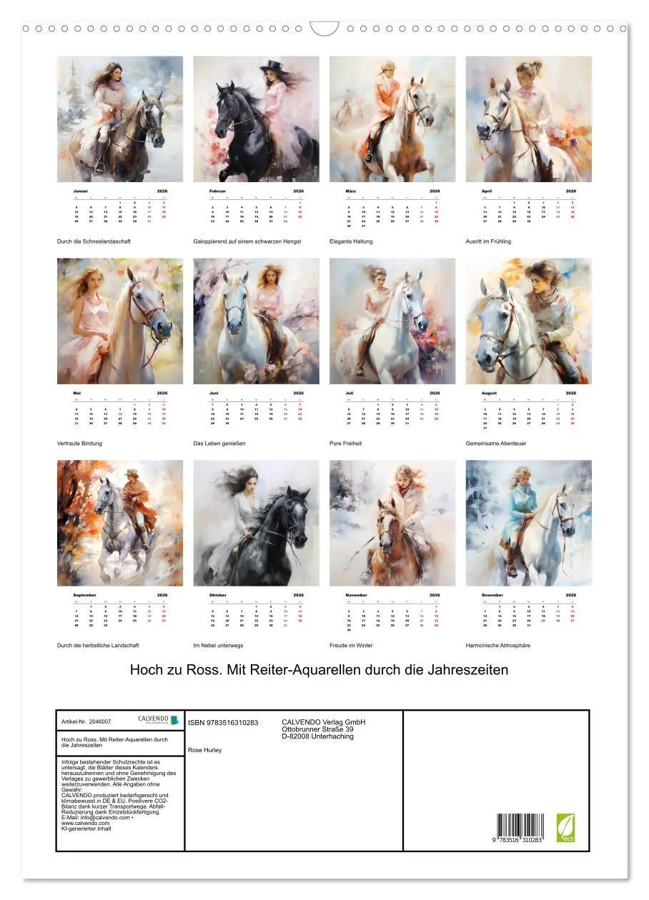Bild: 9783516310283 | Hoch zu Ross. Mit Reiter-Aquarellen durch die Jahreszeiten...