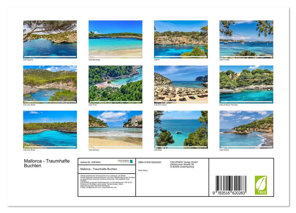 Bild: 9783516620283 | Mallorca - Traumhafte Buchten (Wandkalender 2026 DIN A4 quer),...