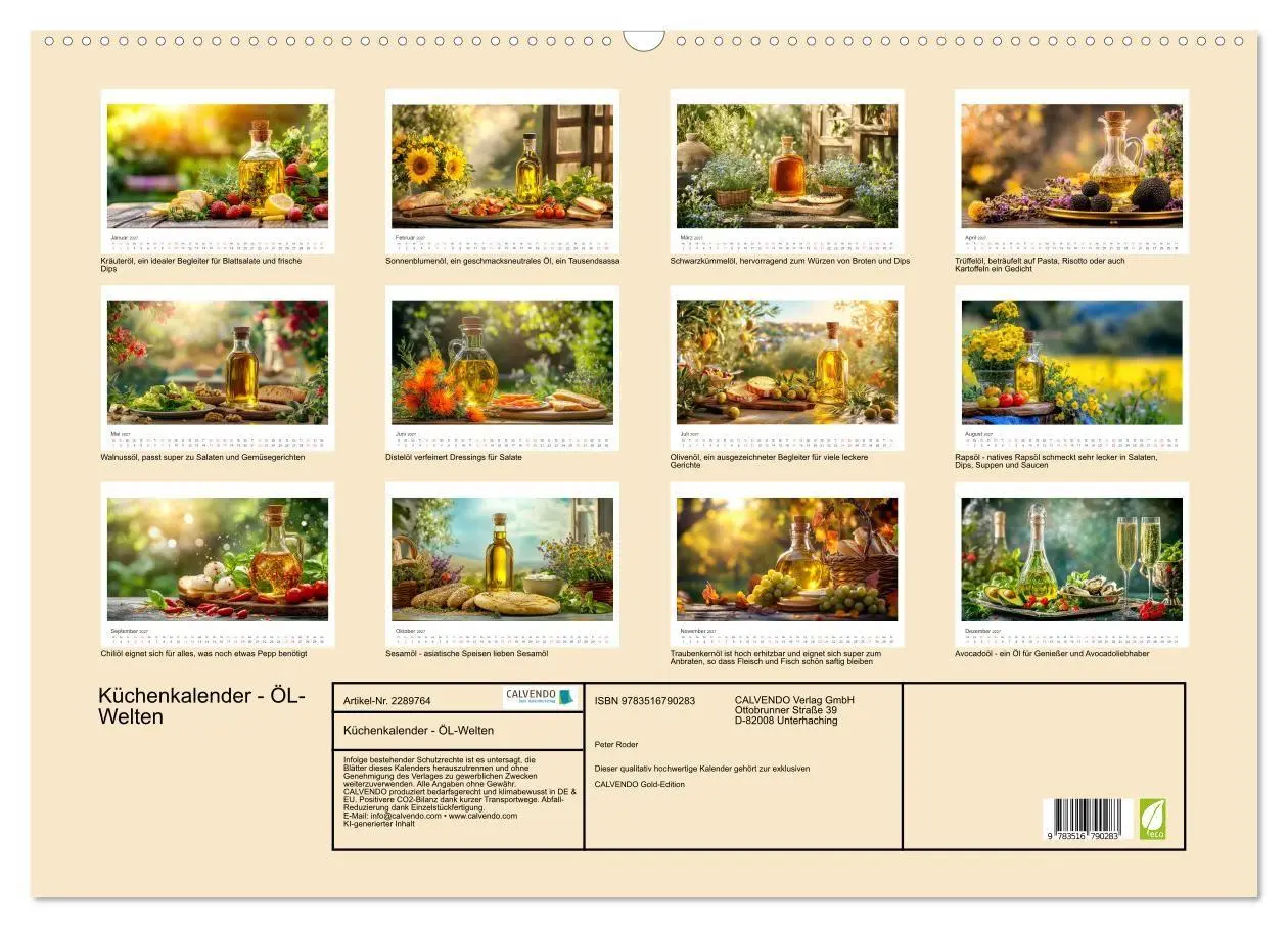 Bild: 9783516790283 | Küchenkalender - ÖL-Welten (Wandkalender 2027 DIN A2 quer),...