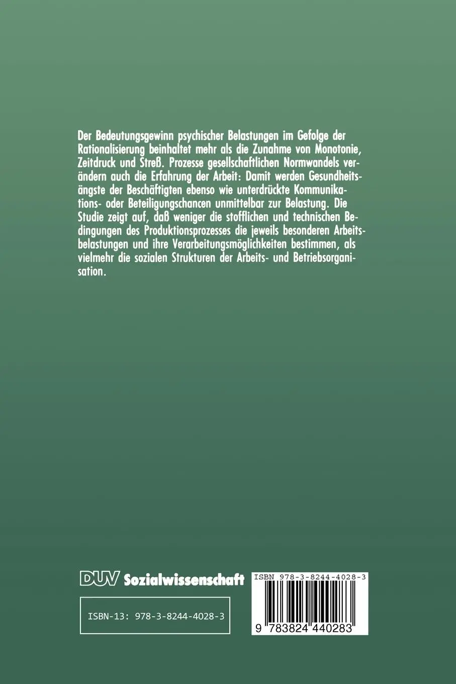 Rückseite: 9783824440283 | Mehr als Monotonie und Zeitdruck | Hartmut Dabrowski | Taschenbuch