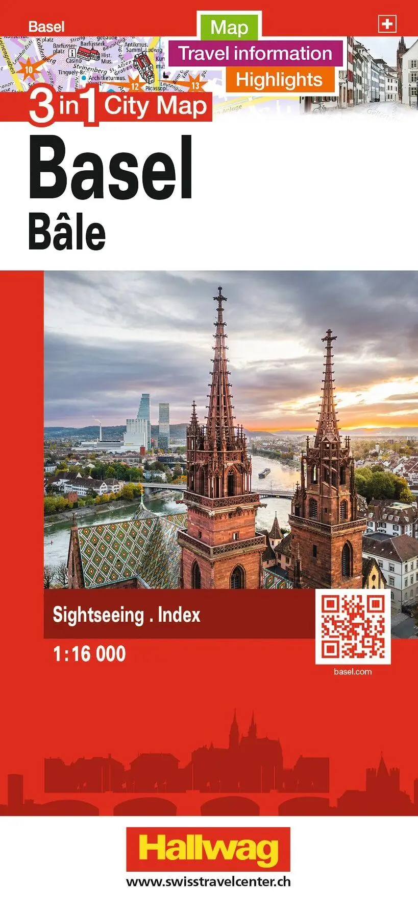Cover: 9783828330283 | Hallwag Stadtplan Basel | (Land-)Karte | City Map 3 in 1 | Deutsch