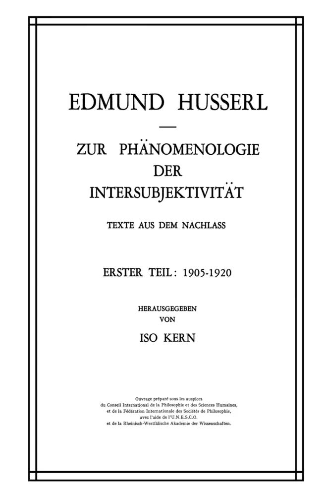 Cover: 9789024750283 | Zur Phänomenologie der Intersubjektivität | Kern (u. a.) | Buch