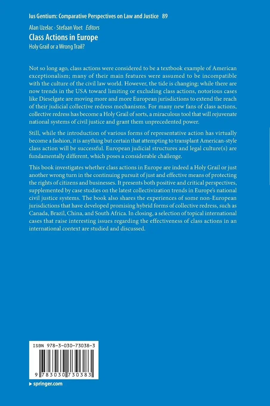 Rückseite: 9783030730383 | Class Actions in Europe | Holy Grail or a Wrong Trail? | Voet (u. a.)