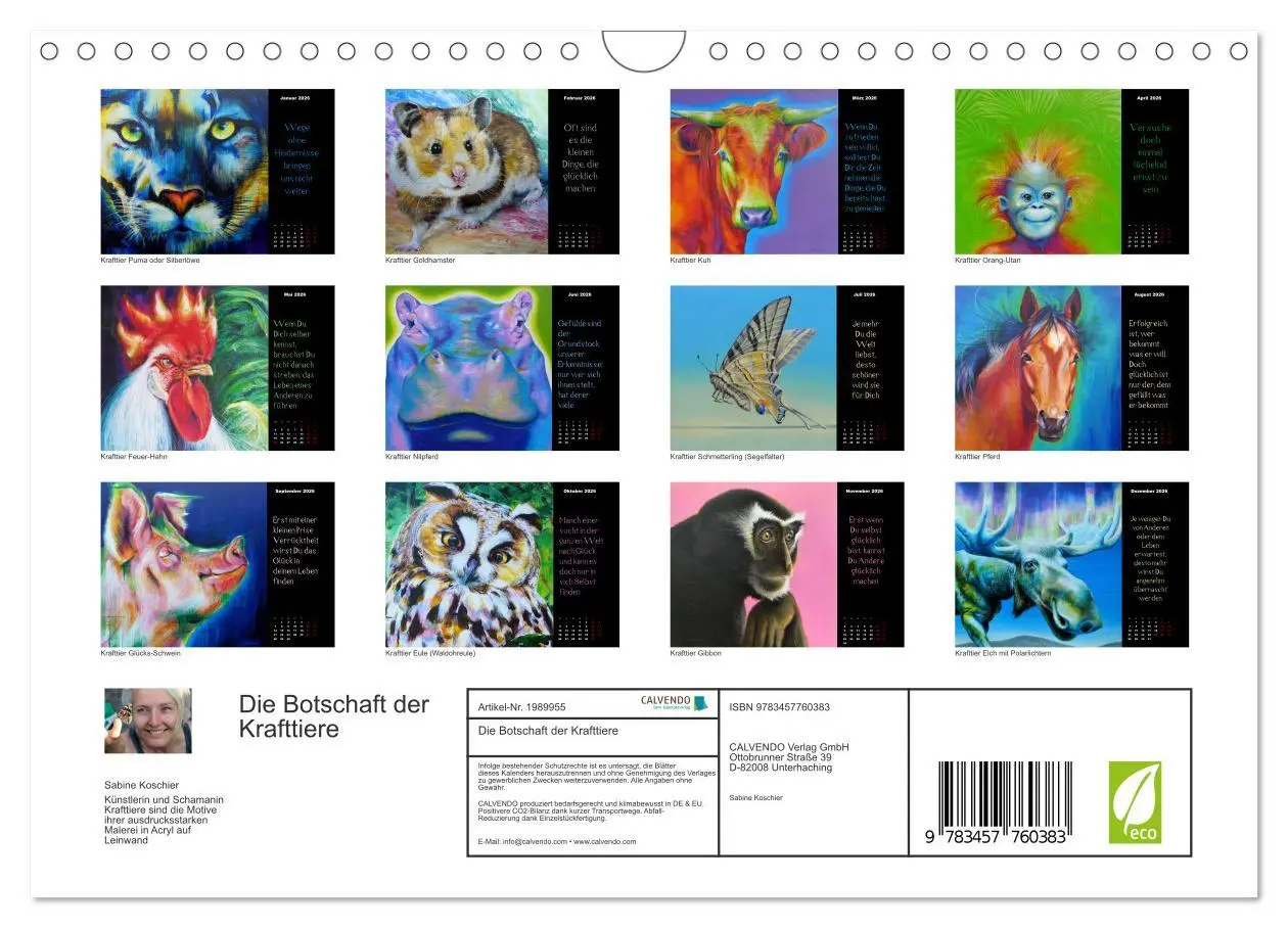 Bild: 9783457760383 | Die Botschaft der Krafttiere (Wandkalender 2026 DIN A4 quer),...