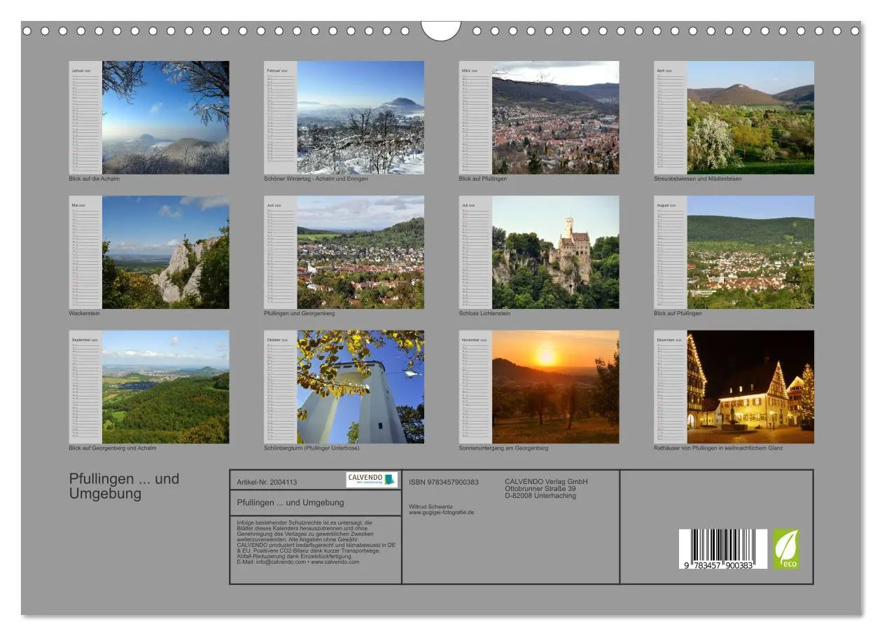 Bild: 9783457900383 | Pfullingen ... und Umgebung (Wandkalender 2026 DIN A3 quer),...