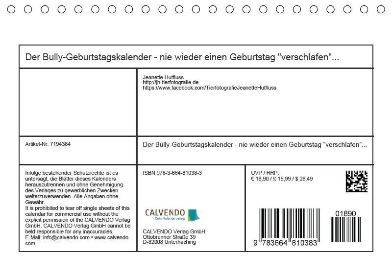 Bild: 9783664810383 | Der Bully-Geburtstagskalender - nie wieder einen Geburtstag...