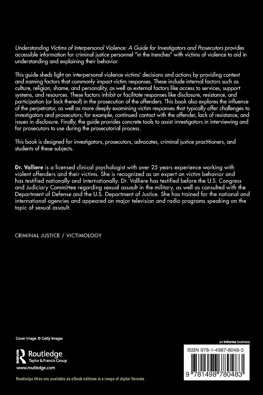 Rückseite: 9781498780483 | Understanding Victims of Interpersonal Violence | Valliere | Buch