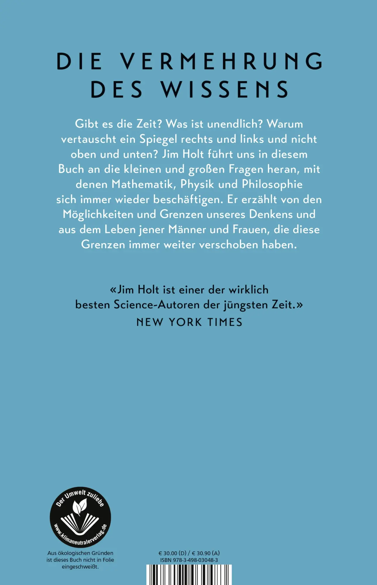 Rückseite: 9783498030483 | Als Einstein und Gödel spazieren gingen | Jim Holt | Buch | 496 S.