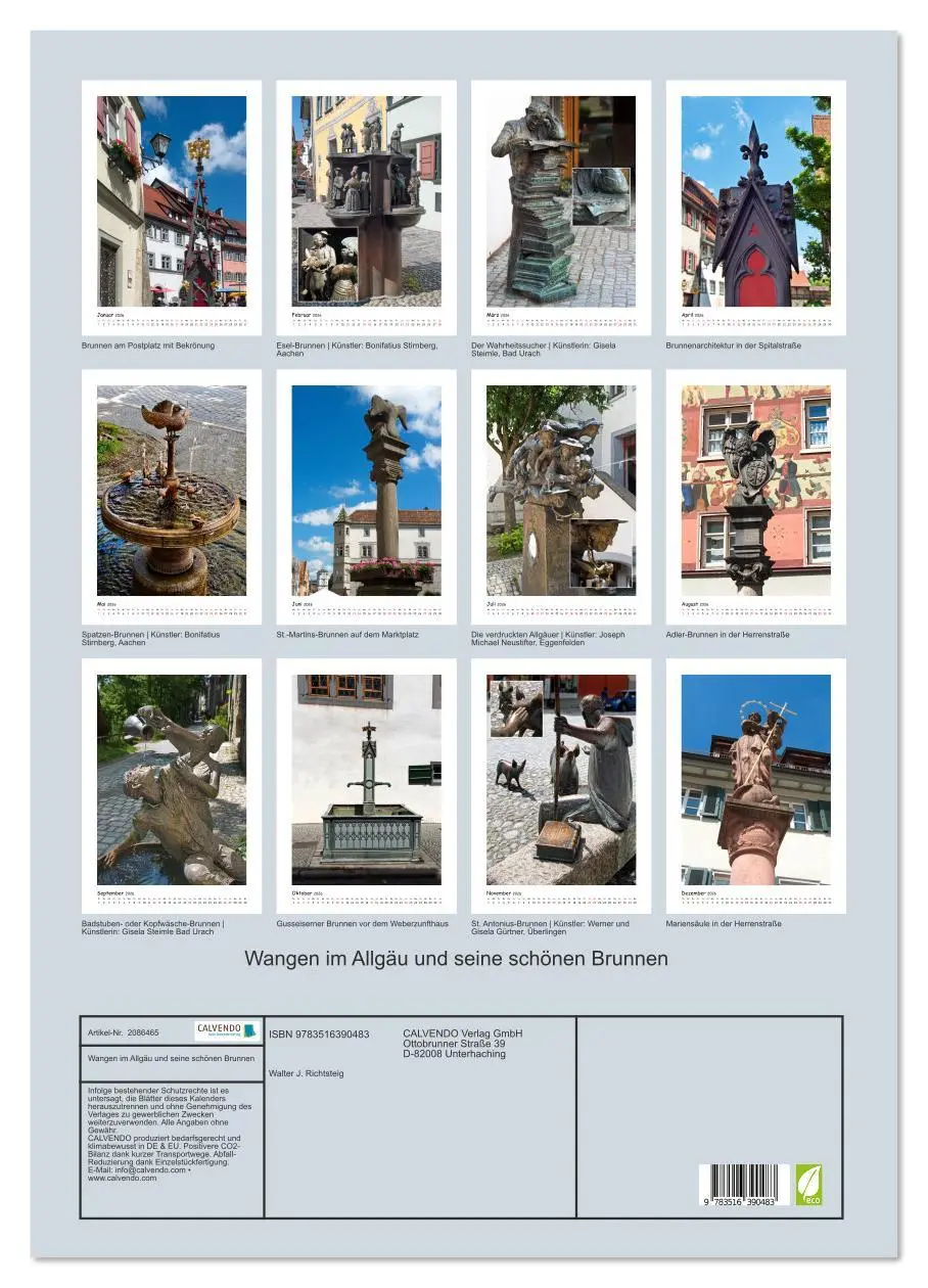 Bild: 9783516390483 | Wangen im Allgäu und seine schönen Brunnen (Wandkalender 2026 DIN...