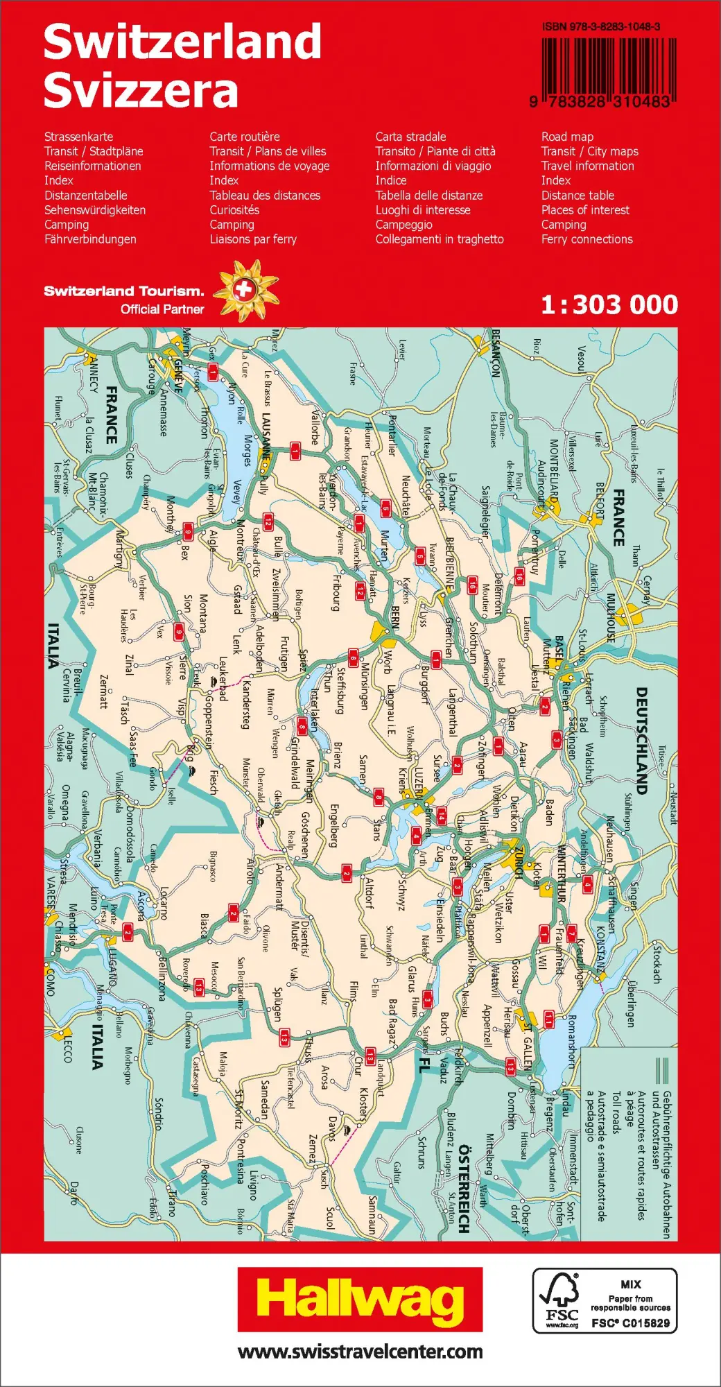 Rückseite: 9783828310483 | Hallwag Strassenkarte Schweiz 1:303.000 | Hallwag Kümmerly+Frey AG