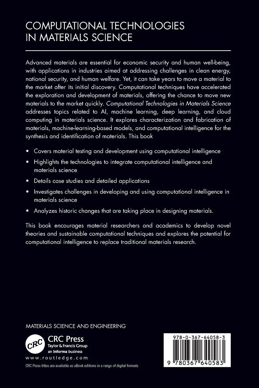 Rückseite: 9780367640583 | Computational Technologies in Materials Science | Tayal (u. a.) | Buch