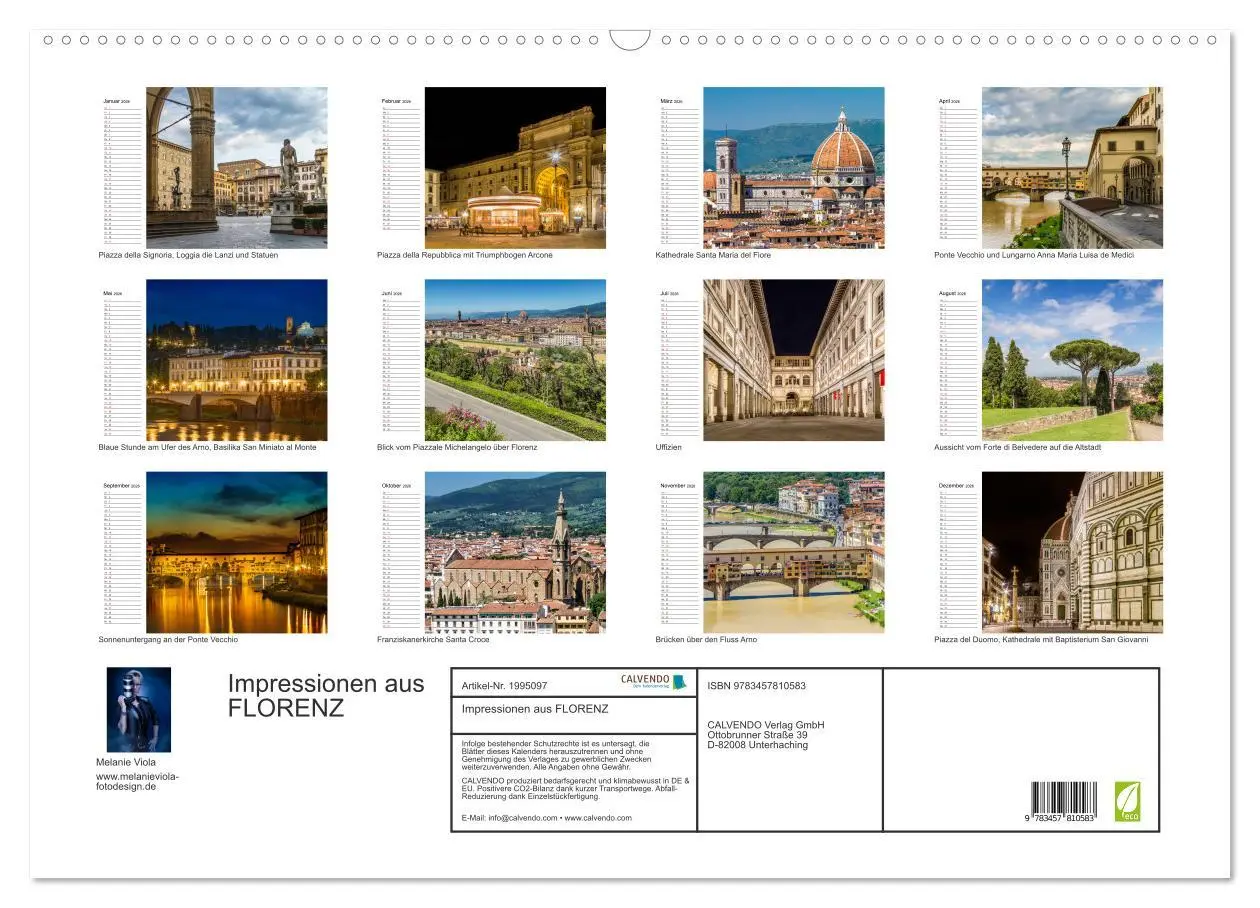 Bild: 9783457810583 | Impressionen aus FLORENZ (Wandkalender 2026 DIN A2 quer), CALVENDO...