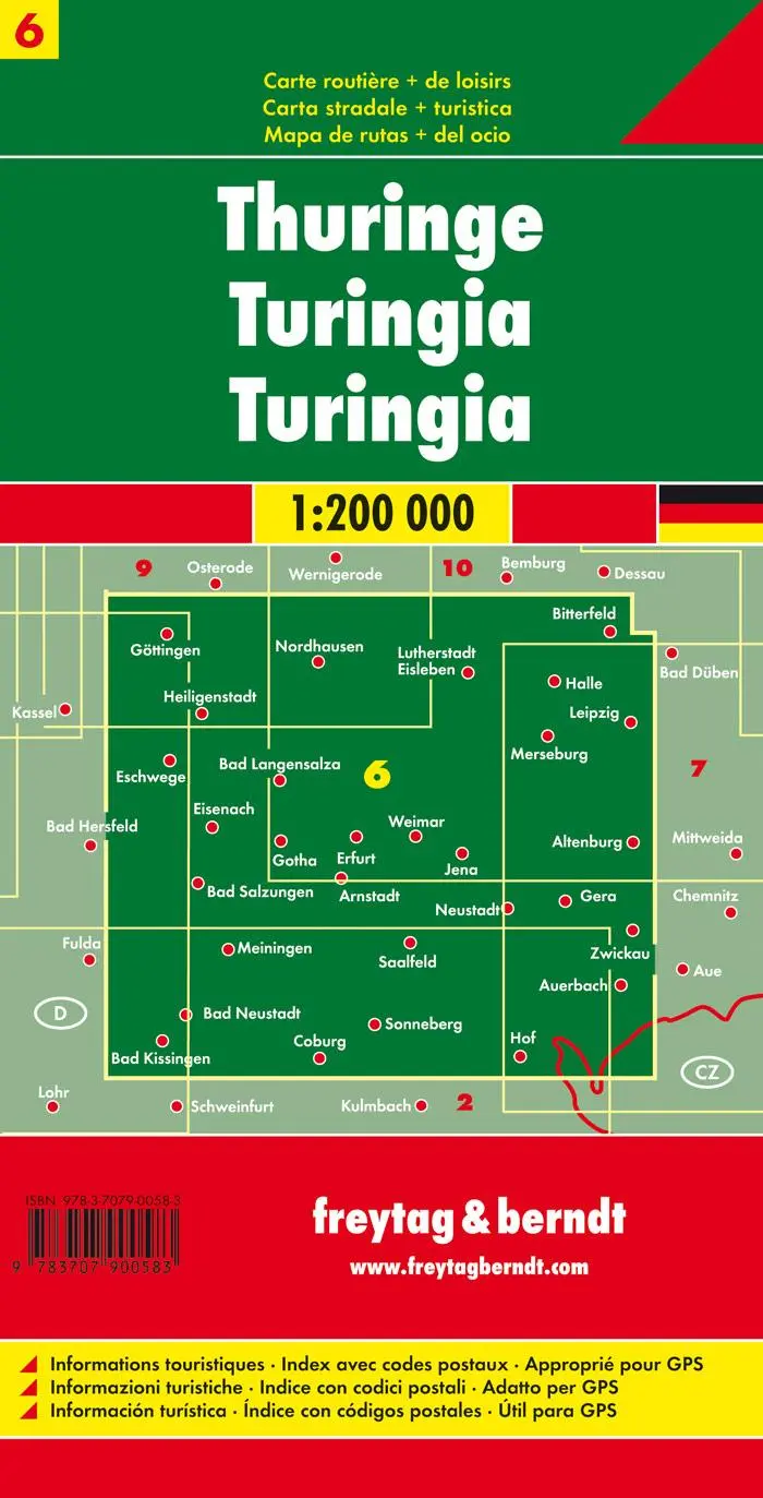 Rückseite: 9783707900583 | Deutschland 06 Thüringen 1 : 200 000 | (Land-)Karte | gefalzt | 2018